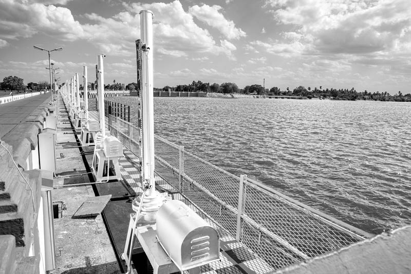 The motorized hoisting mechanism for shutter control on the front side of Kaveri regulator - at Grand Anicut in Thanjavur district, Tamil Nadu